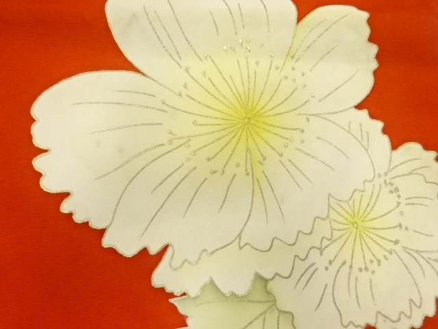 アンティーク　塩瀬草花模様名古屋帯